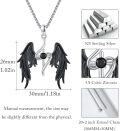 wholesale 925 Sterling Silver CZ Black Winged Cross Pendant Necklace  for Women & Men-0-4