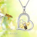 wholesale 925 Sterling Silver Bee Honeycomb Heart Pendant Necklace for Women Girls  48cm Chain Length-0-2