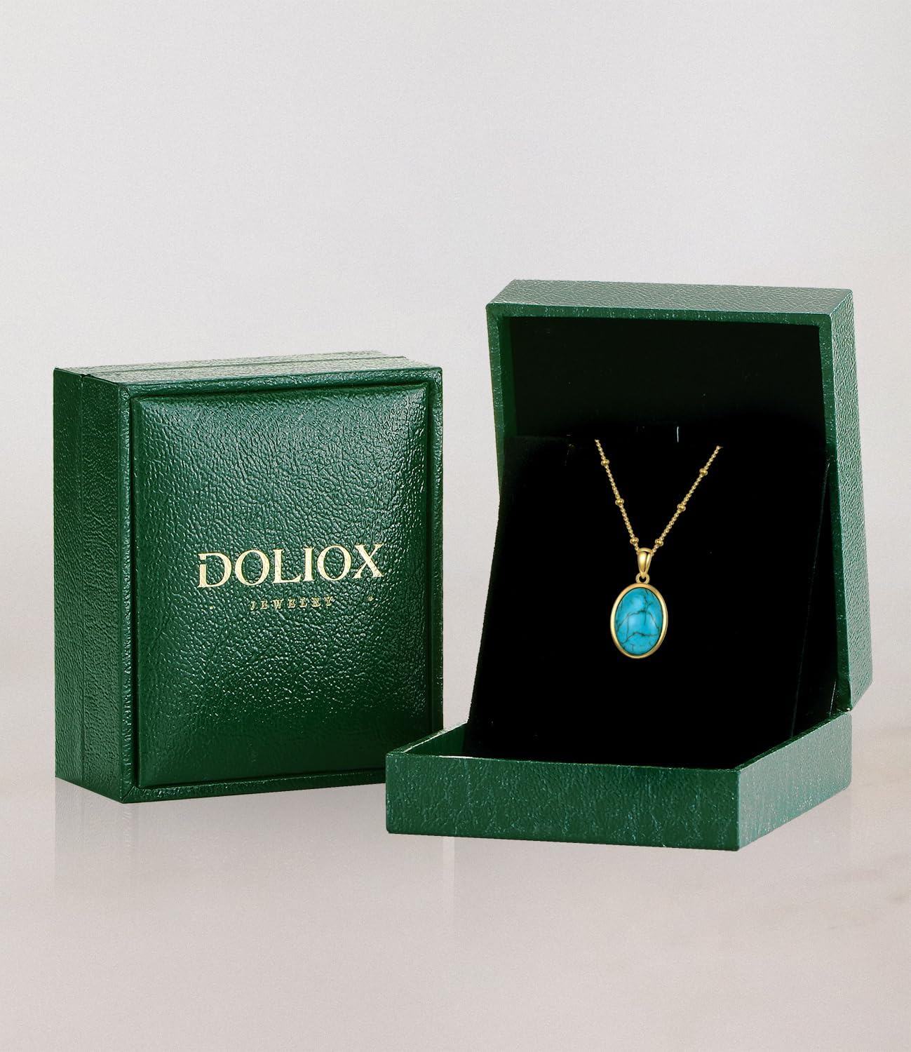 Sterling Silver White Yellow Gold Plated Genuine Turquoise Pendant Necklace for Women-0-5
