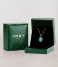 wholesale Gold-Plated 925 Sterling Silver Oval Genuine Turquoise Pendant Necklace for Women-0-5