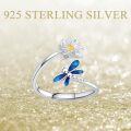 wholesale 925 Sterling Silver Animal Ring with Flower Adjustable Highland Cow Hummingbird Dragonfly Jewelry for Women-0-2