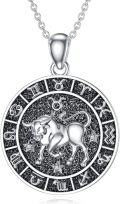 wholesale 925 Sterling Silver Bull Zodiac Constellation Necklace with Cubic Zirconias and Stars Gift for Women-0-0
