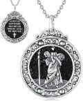 wholesale 925 Sterling Silver Saint Michael Pendant Necklace with Black Onyx Stone and Religious Charm for Men & Women-0-0