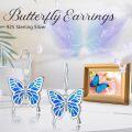 wholesale 925 Sterling Silver Blue Opal Butterfly Leverback Earrings - Animal  for Her-0-5