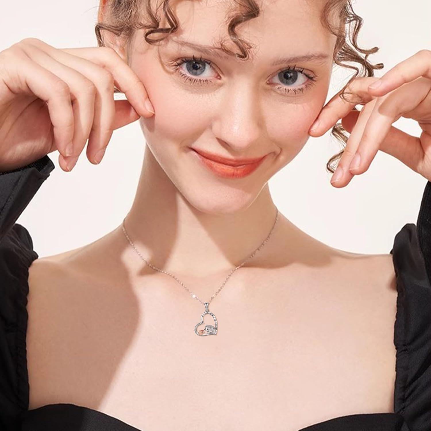 Sterling Silver Stone Animal Necklace for Women Heart Pendant Gift-0-4