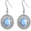 wholesale 925 Sterling Silver Blue Moonstone Leverback Dangle Drop Earrings for Women-0-0