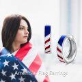 wholesale 925 Sterling Silver Red White Blue Striped Huggie Hoop Earrings for Women Men Norse  43mm Diameter-0-1