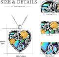 wholesale 925 Sterling Silver Heart-Shaped Tree of Life Pendant Necklace with Abalone Shell and Gold Plated Sunflowers-0-5