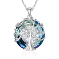 TOUPOP Sterling Silver Diamond & April Birthstone Family Tree Necklace-0-0
