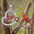 wholesale 925 Sterling Silver Red Bird and Heart Pendant Necklace for Women Girls Gifts-0-4