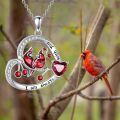wholesale 925 Sterling Silver Red Bird and Heart Pendant Necklace for Women Girls Gifts-0-4
