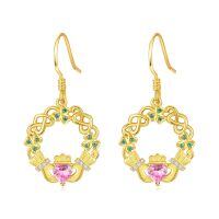 wholesale 925 Sterling Silver Birthstone Claddagh Celtic Knot Dangle Earrings for Women-Gold October