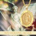 wholesale 925 Sterling Silver & 24K Gold Plated Customizable St Michael's Medal Pendant Necklace for Men and Women-0-5