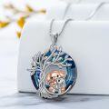 wholesale 925 Sterling Silver Giraffe & Tree of Life Blue Crystal Pendant Necklace-0-10