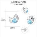 wholesale 925 Sterling Silver Blue Crystal Bird Stud Earrings for Women Gift Ideas-0-4