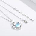 wholesale 925 Sterling Silver Heart Opalite Stone I love you to the moon Pendant Necklace for Women-0-2