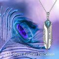 wholesale 925 Sterling Silver Turquoise Feather Pendant Necklace Boho s for Her-0-5