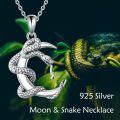 wholesale 925 Sterling Silver Snake Pendant Necklaces with Black Onyx Stones for Women s 48cm Chain Length-0-4