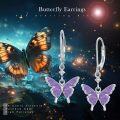 wholesale 925 Sterling Silver Purple Fire Opal Butterfly Drop Earrings with Cubic Zirconia Accents-0-4