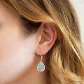wholesale 925 Sterling Silver Turquoise Teardrop Scrollwork Leverback Earrings-0-2