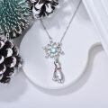 wholesale 925 Sterling Silver Snowflake Pendant Necklace with Polar Bear Charm and Moonstone Gemstones s for Women-0-1