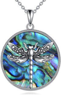 wholesale 925 Sterling Silver Round Abalone Shell Dragonfly Pendant Necklace for Women-Dragonfly necklace