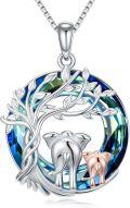 wholesale TOUPOP Gifts For Mom Elephant Necklace 925 Sterling Silver Tree Of Life Pendant Elephants Family For Mother Daughter Jewelry For Women -0-0