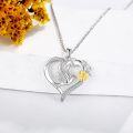 wholesale 925 Sterling Silver Heart Pendant with Flying Bird and Sunflower Charm Necklace s for Women-0-1