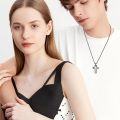 wholesale 925 Sterling Silver Cross Couple Necklaces for Men Women Matching Set with CZ Stone Pendant Gifts-0-2
