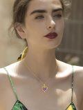 TOUPOP 14K Gold Birthstone Heart Pendant Necklace For Women-0-2