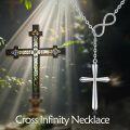 wholesale 925 Sterling Silver Infinity Cross Pendant Necklace for Women Christian  48cm Chain Length-0-1