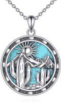 wholesale 925 Sterling Silver Turquoise Cactus Pendant Necklace - Western Style Jewellery Gifts for Her-0-0