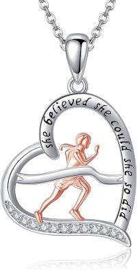 wholesale 925 Sterling Silver Running Girl Pendant Necklace with Inspirational Quote She Believed She Could So Did - Christmas Gift for Her-runner