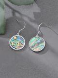 wholesale 925 Sterling Silver & Abalone Mountain Outline Earrings, Hypoallergenic Nickel-Free Jewelry, 17mm Lightweight Gift for Women-0-2