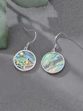 wholesale 925 Sterling Silver Gold Plated Abalone Mountain Tree Drop Earrings For Women-0-2