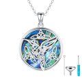 TOUPOP Sterling Silver Abalone Celtic Knot Cremation Urn Pendant w/Funnel-0-0