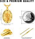 wholesale 925 Sterling Silver Plated Gold  Saint Christopher Pray For Us Oval Medal Pendant Necklace -0-3
