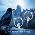 wholesale 925 Sterling Silver Raven Bird Huggie Hoop Earrings for Women Girls Minimalist  3cm Diameter-0-2