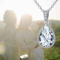 wholesale Sterling Silver Natural Gemstone Diamond Necklace 1 Ct Pear Teardrop Pendant 18+2 Inch Women s Birthday Mother s Day Gift-0-1