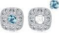 wholesale 925 Sterling Silver Blue Topaz Stud Earrings with Cubic Zirconia Accents - Square Shape-0-0
