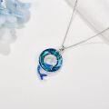 wholesale 925 Sterling Silver Blue Crystal Mermaid Pendant Necklaces for Women Girls-0-2