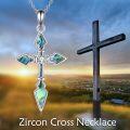 wholesale 925 Sterling Silver Abalone Shell Inlay Arrowhead Cross Pendant Necklace for Women-0-1