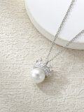 wholesale TOUPOP Pearl Necklace 925 Sterling Silver Butterfly/crown Freshwater White Pearl Pendant Jewelry Birthday Christmas Gifts For Women -0-4