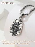 wholesale 925 Sterling Silver Virgin Mary Medal Necklace with 6 mm Box Chain - Religious Prayer  for Women and Men-0-1
