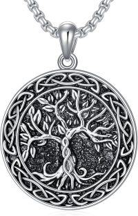 wholesale 925 Sterling Silver Celtic Knot Tree of Life Pendant Necklace  Norse Viking Jewelry for Men & Women-01- silver