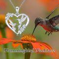 wholesale 925 Sterling Silver Heart-Shaped Hummingbird Pendant with Cubic Zirconias and Flowers Necklaces for Women-0-4