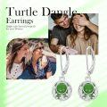 wholesale 18K White Gold Plated Sterling Silver Green Gemstone Leaf Dangle Earrings with Leverback-0-6