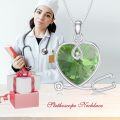 wholesale Sterling Silver Heart Crystal Stethoscope Necklace for Nurse Doctor Women-0-14