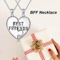 wholesale 925 Sterling Silver BFF Necklace Set - Best Friend Heart Pendant Gift for Women-0-5