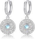 wholesale 925 Sterling Silver Moonstone Evil Eye Huggie Hoop Earrings for Women - Hypoallergenic  Idea-0-0